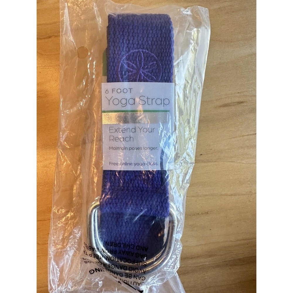 NEW GAIAM PURPLE YOGA STRAP 6FT 100% POLYESTER STRETCH FULL BODY WORKOUT Reach